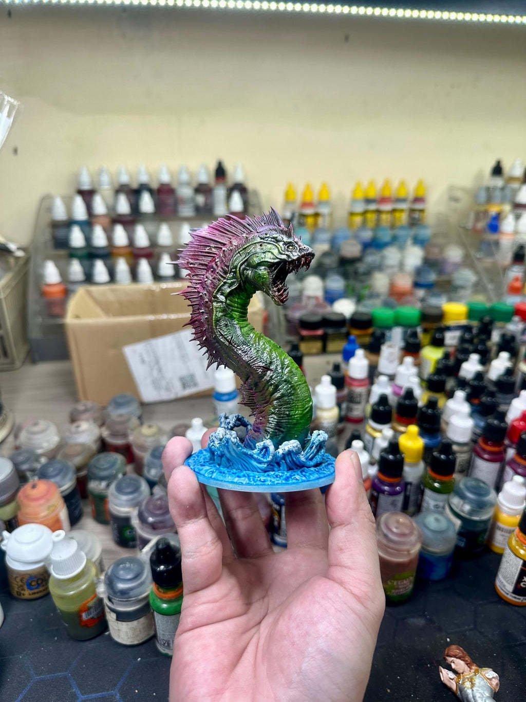 Mythical Sea Serpent Statue - Hand-Painted Leviathan Figure - Fantasy Deep Sea Monster Art - Unique Aquatic Desk Decor Gift