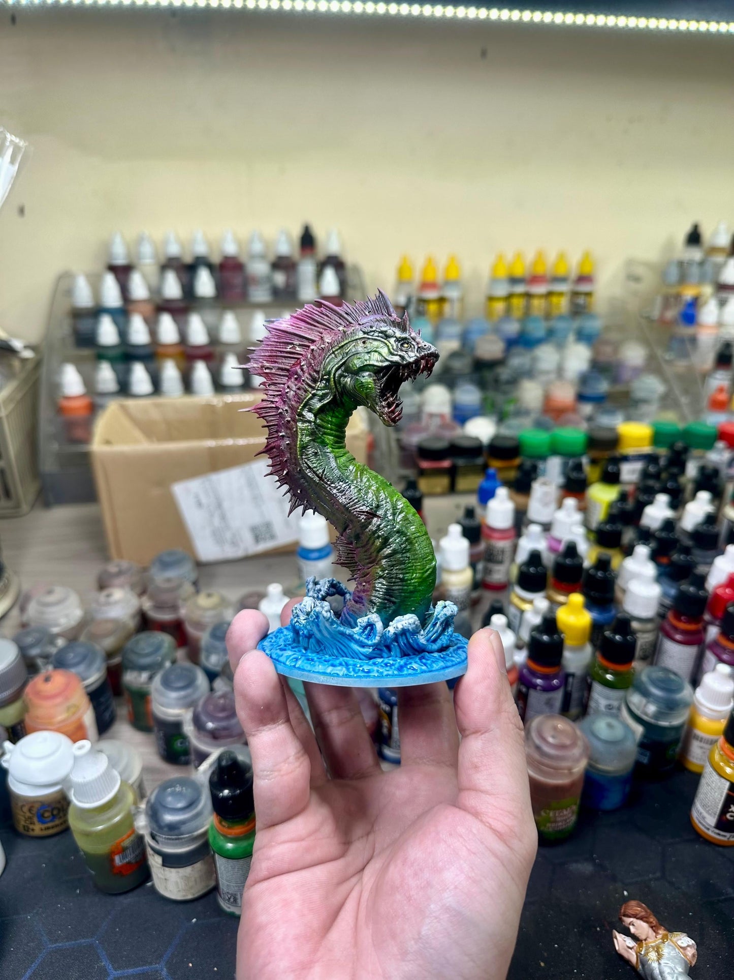 Mythical Sea Serpent Statue - Hand-Painted Leviathan Figure - Fantasy Deep Sea Monster Art - Unique Aquatic Desk Decor Gift