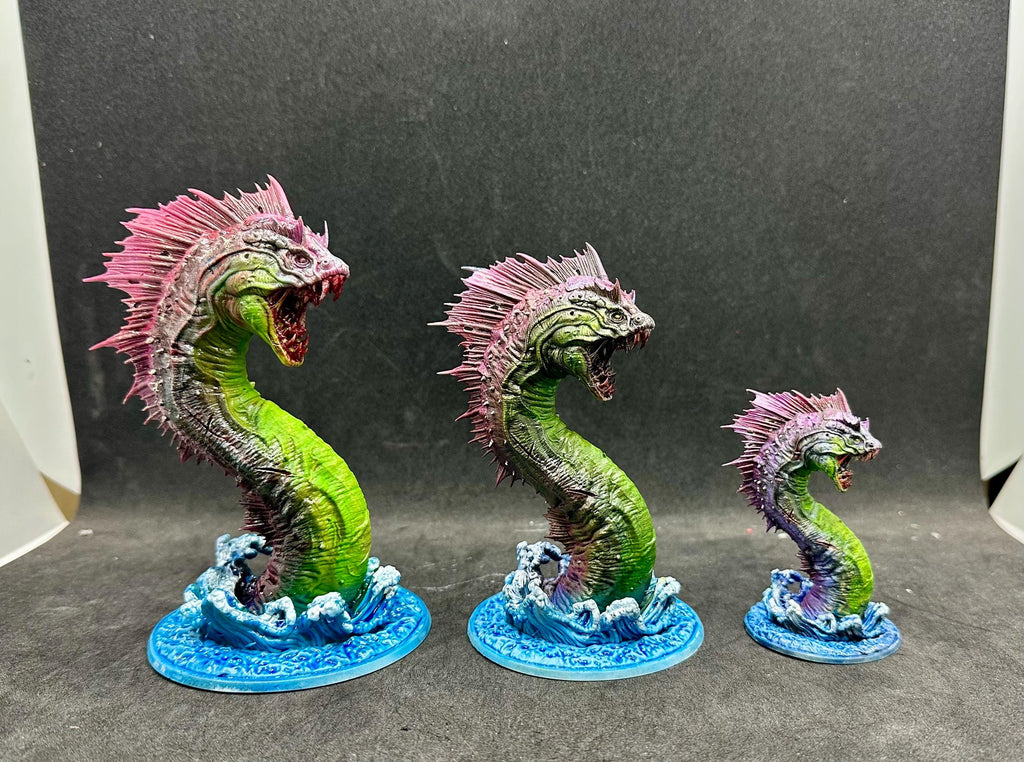 Mythical Sea Serpent Statue - Hand-Painted Leviathan Figure - Fantasy Deep Sea Monster Art - Unique Aquatic Desk Decor Gift