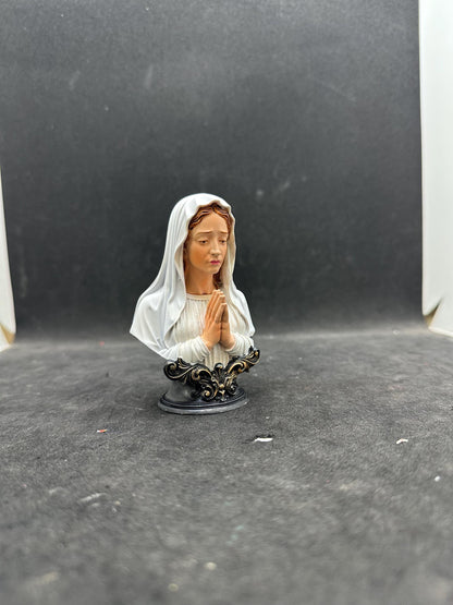 Hand-Painted Resin Virgin Mary Statue, Catholic Prayer Sculpture, Spiritual Desk Decor