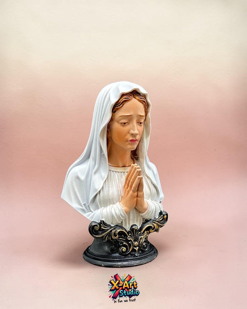 Hand-Painted Resin Virgin Mary Statue, Catholic Prayer Sculpture, Spiritual Desk Decor