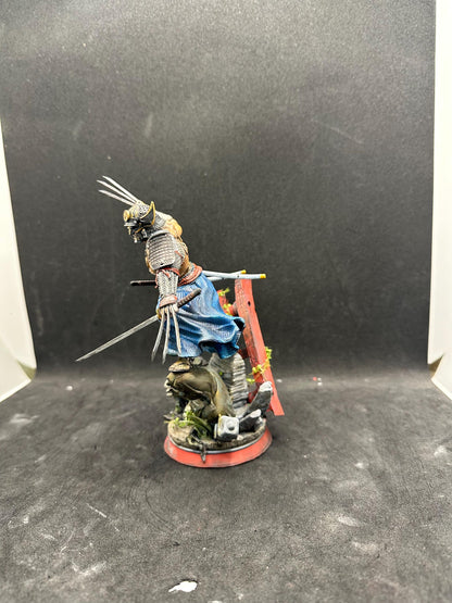 The Wild Wolf Samurai Figurine - Hand Painted Claws Warrior Statue - Japanese Ronin Style Decor