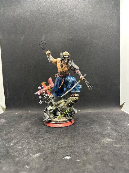 The Wild Wolf Samurai Figurine - Hand Painted Claws Warrior Statue - Japanese Ronin Style Decor