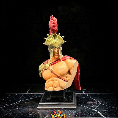 Ancient Warrior Bust Statue – Hand-Painted Resin Figure – Mythology Helmet Sculpture – Gladiator Style Decor Gift