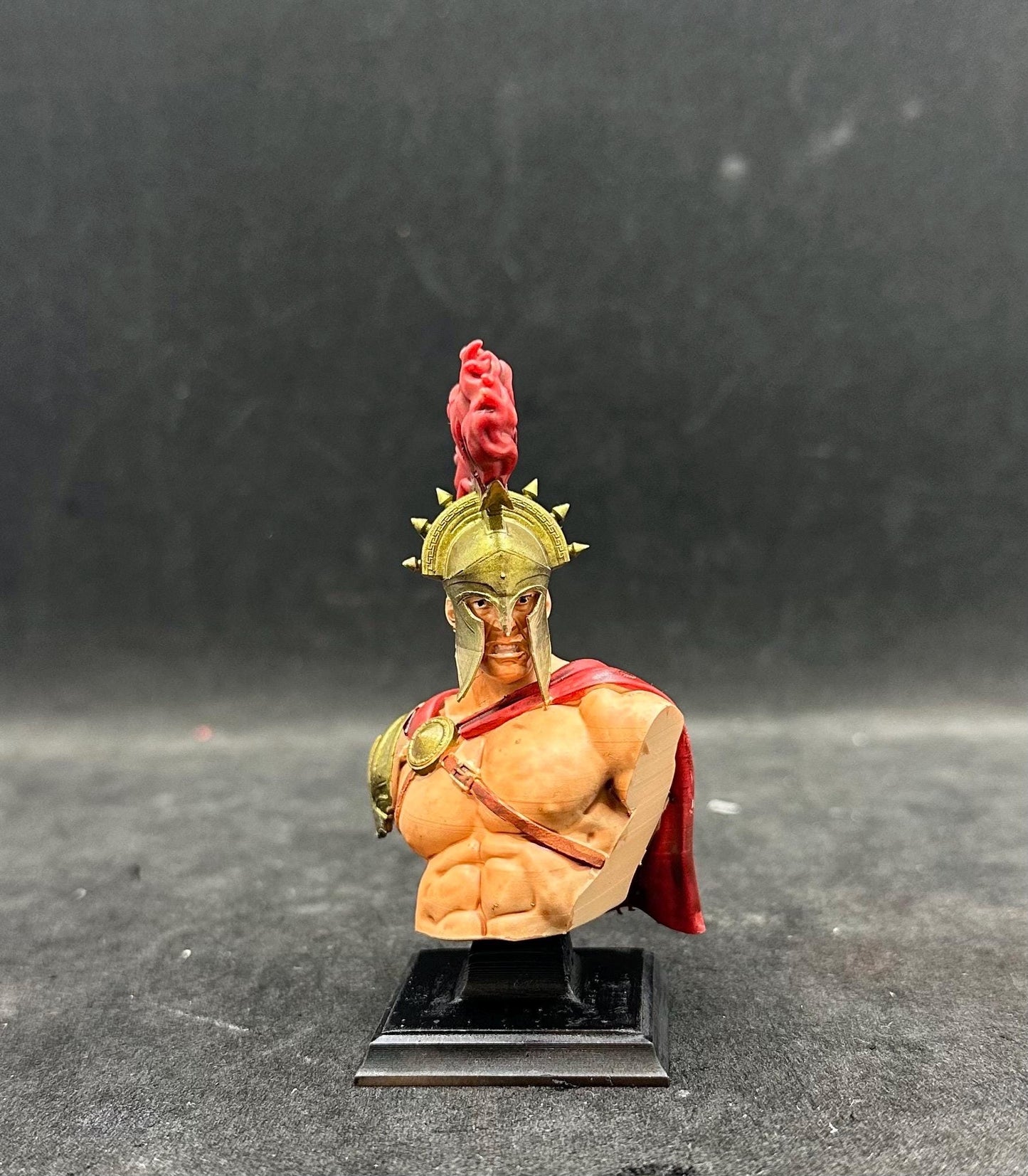 Ancient Warrior Bust Statue – Hand-Painted Resin Figure – Mythology Helmet Sculpture – Gladiator Style Decor Gift