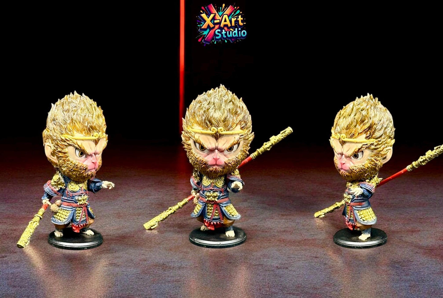 Hand-Painted Monkey King Figurine – Sun Wukong Chibi Statue, Chinese Mythology Decor, Resin Warrior Collectible