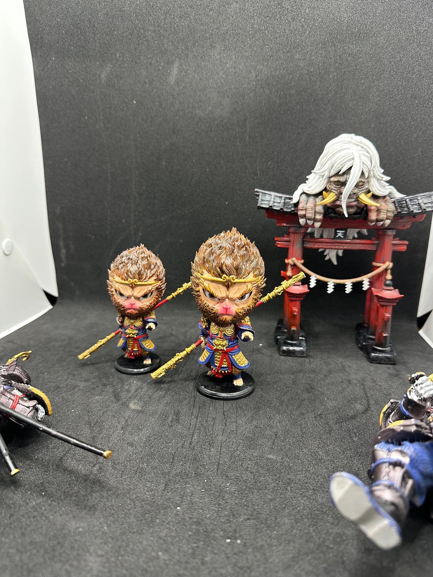 Hand-Painted Monkey King Figurine – Sun Wukong Chibi Statue, Chinese Mythology Decor, Resin Warrior Collectible