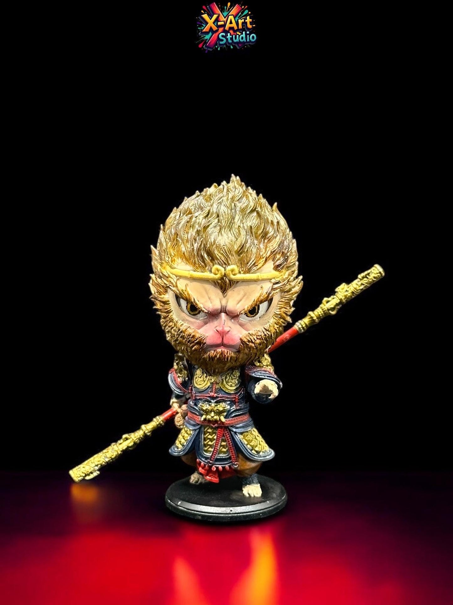 Hand-Painted Monkey King Figurine – Sun Wukong Chibi Statue, Chinese Mythology Decor, Resin Warrior Collectible