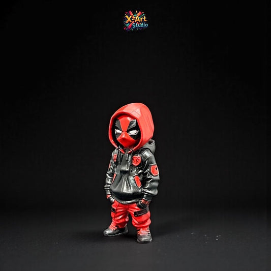 Hand-Painted Deadpool Chibi Figurine – Streetwear Anti-Hero Statue, Comic Collectible Desk Decor