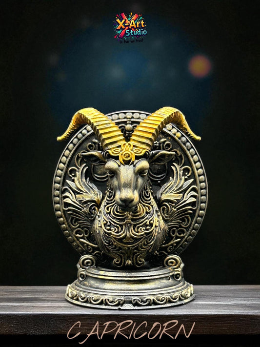 Capricorn Zodiac Sculpture, Hand Painted Goat Statue Decor, Astrology Vintage Style Home Decor