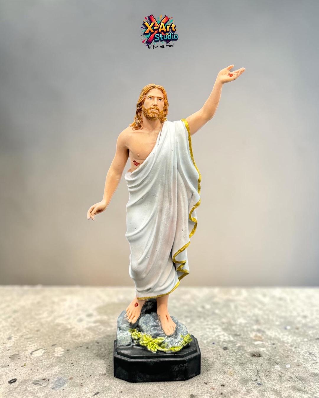 Hand Painted Jesus Christ Resurrection Statue – Christian Religious Resin Decor