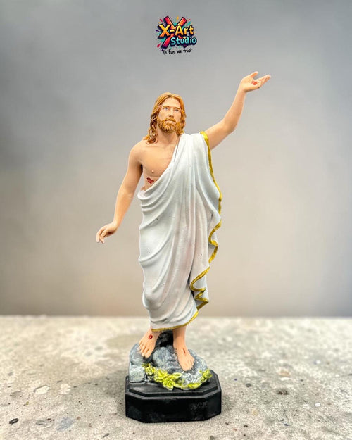 Hand Painted Jesus Christ Resurrection Statue – Christian Religious Resin Decor
