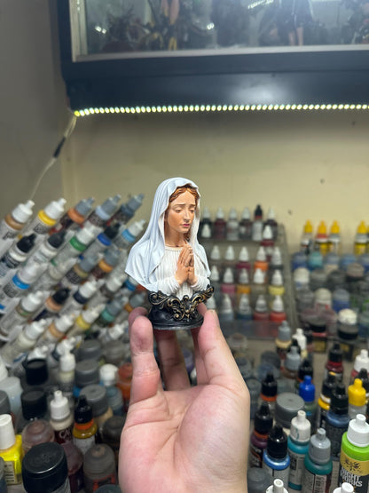Hand-Painted Resin Virgin Mary Statue, Catholic Prayer Sculpture, Spiritual Desk Decor