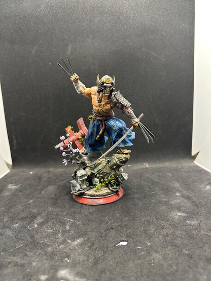 The Wild Wolf Samurai Figurine - Hand Painted Claws Warrior Statue - Japanese Ronin Style Decor