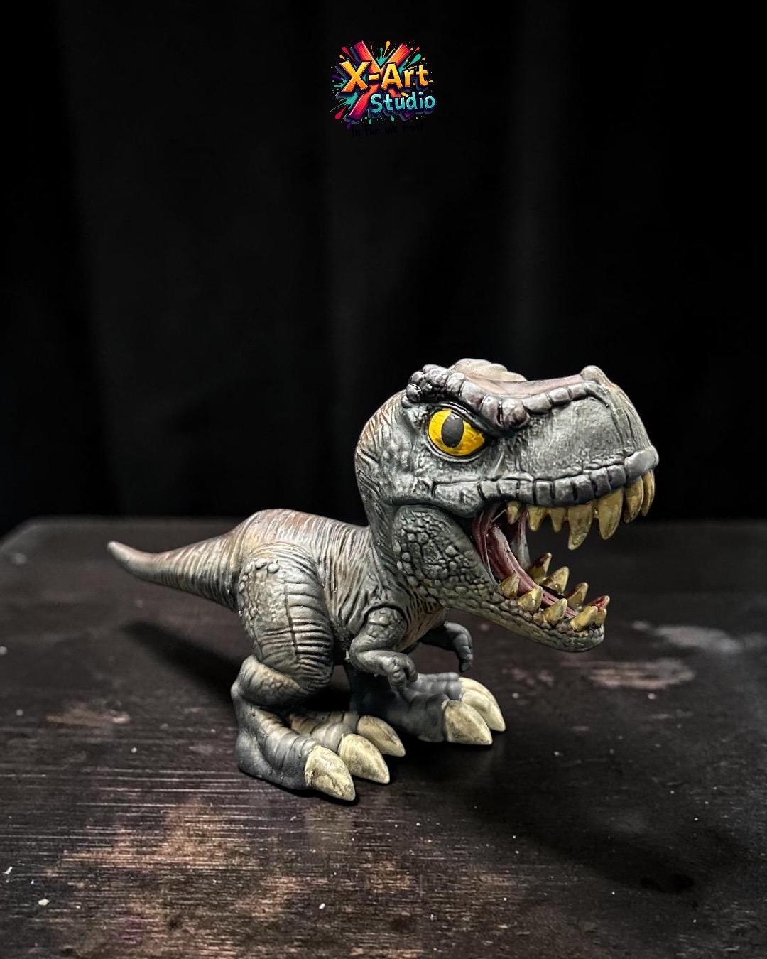 Hand-Painted T-Rex Figurine – Chibi Tyrannosaurus Rex Resin Desk Decor