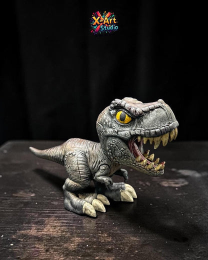 Hand-Painted T-Rex Figurine – Chibi Tyrannosaurus Rex Resin Desk Decor