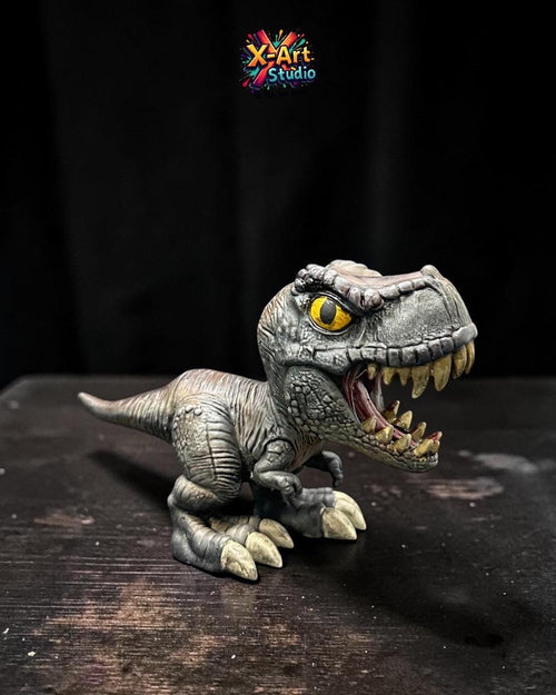 Hand-Painted T-Rex Figurine – Chibi Tyrannosaurus Rex Resin Desk Decor