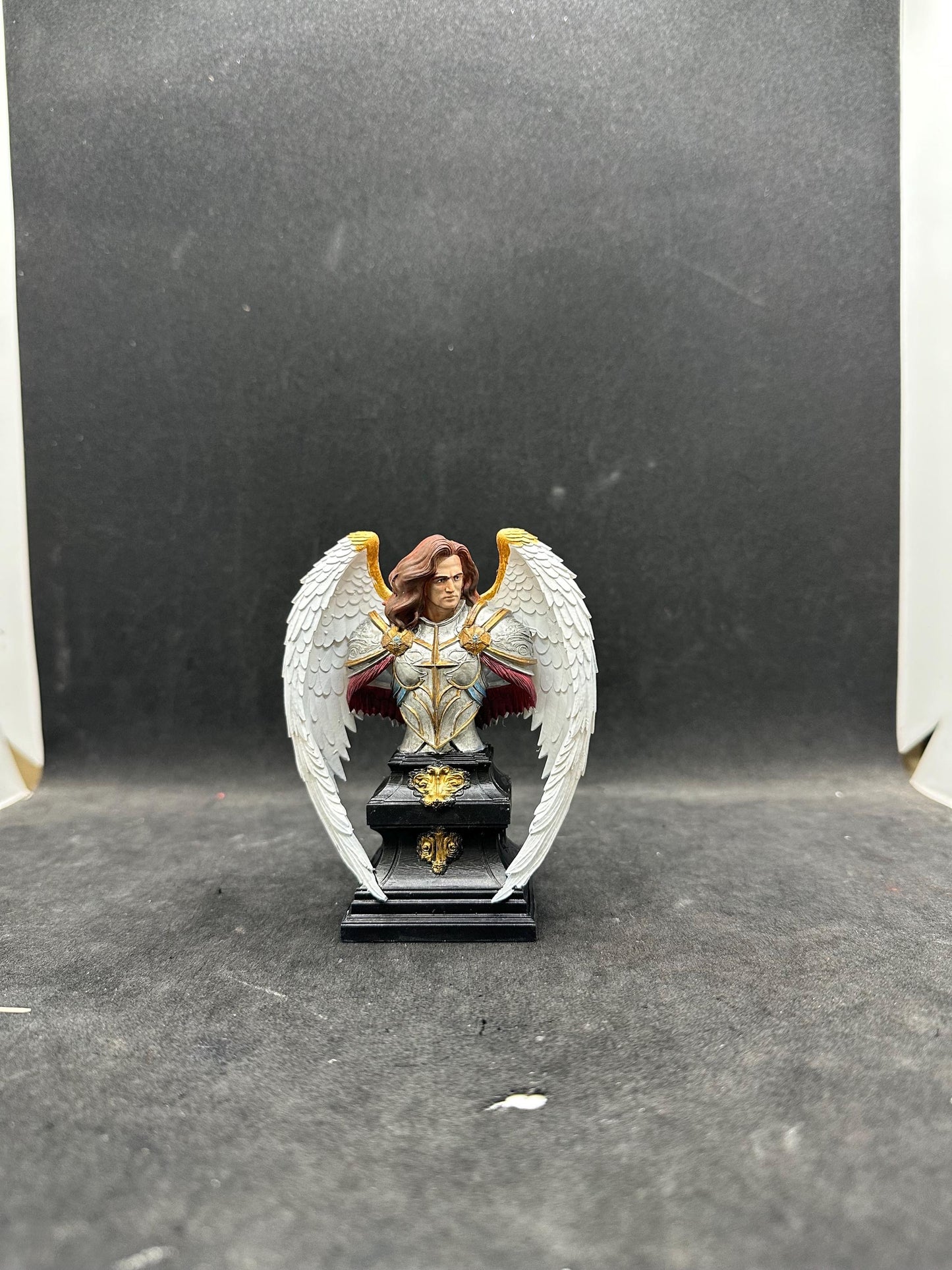 Hand-Painted Archangel Michael Bust – Angel Warrior Sculpture, Resin Christian Decor