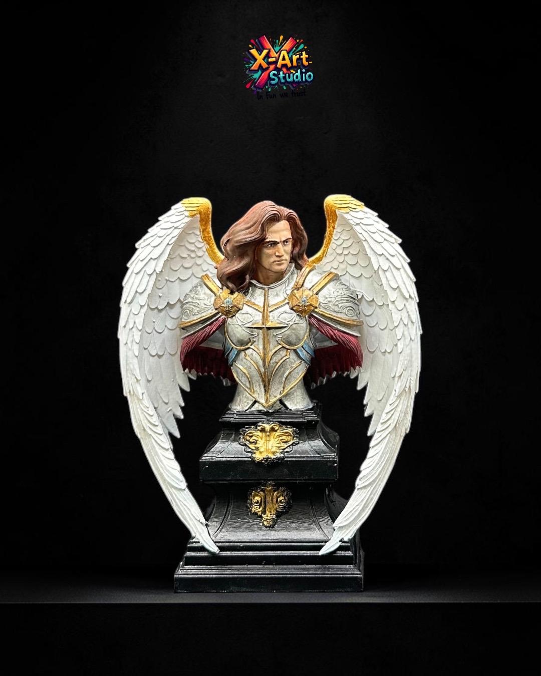 Hand-Painted Archangel Michael Bust – Angel Warrior Sculpture, Resin Christian Decor