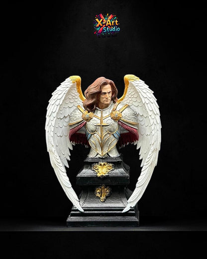 Hand-Painted Archangel Michael Bust – Angel Warrior Sculpture, Resin Christian Decor
