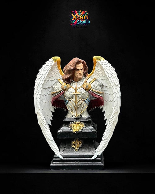 Hand-Painted Archangel Michael Bust – Angel Warrior Sculpture, Resin Christian Decor