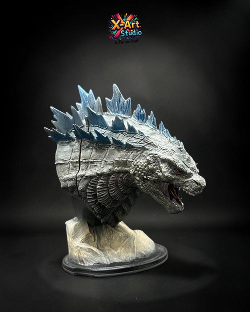 Hand Painted Godzilla Bust – Nuclear Kaiju, Radioactive Creature, Fantasy “King Monster” Style Decor
