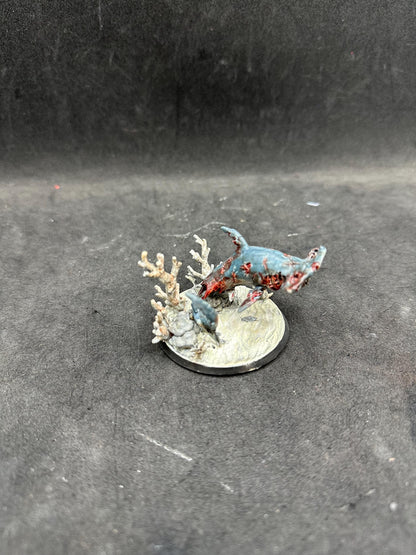 Hand-Painted Zombie Shark Figurine – Horror Ocean Statue, Undead Creature Desk Decor
