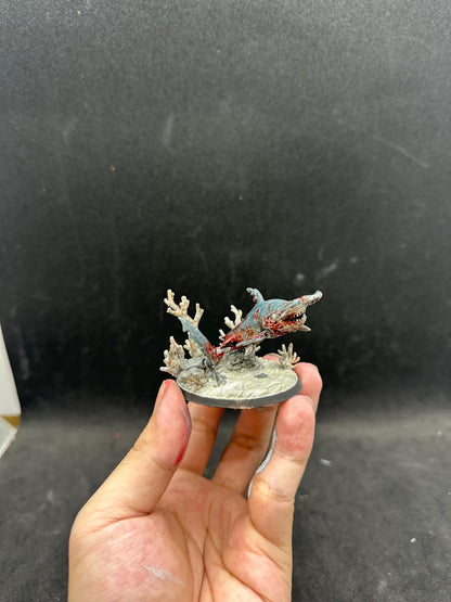 Hand-Painted Zombie Shark Figurine – Horror Ocean Statue, Undead Creature Desk Decor
