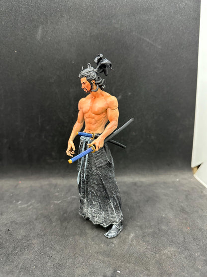 Hand Painted Samurai Statue – Miyamoto Musashi Inspired Swordsman, Ronin Warrior Figurine, Japanese Bushido Decor