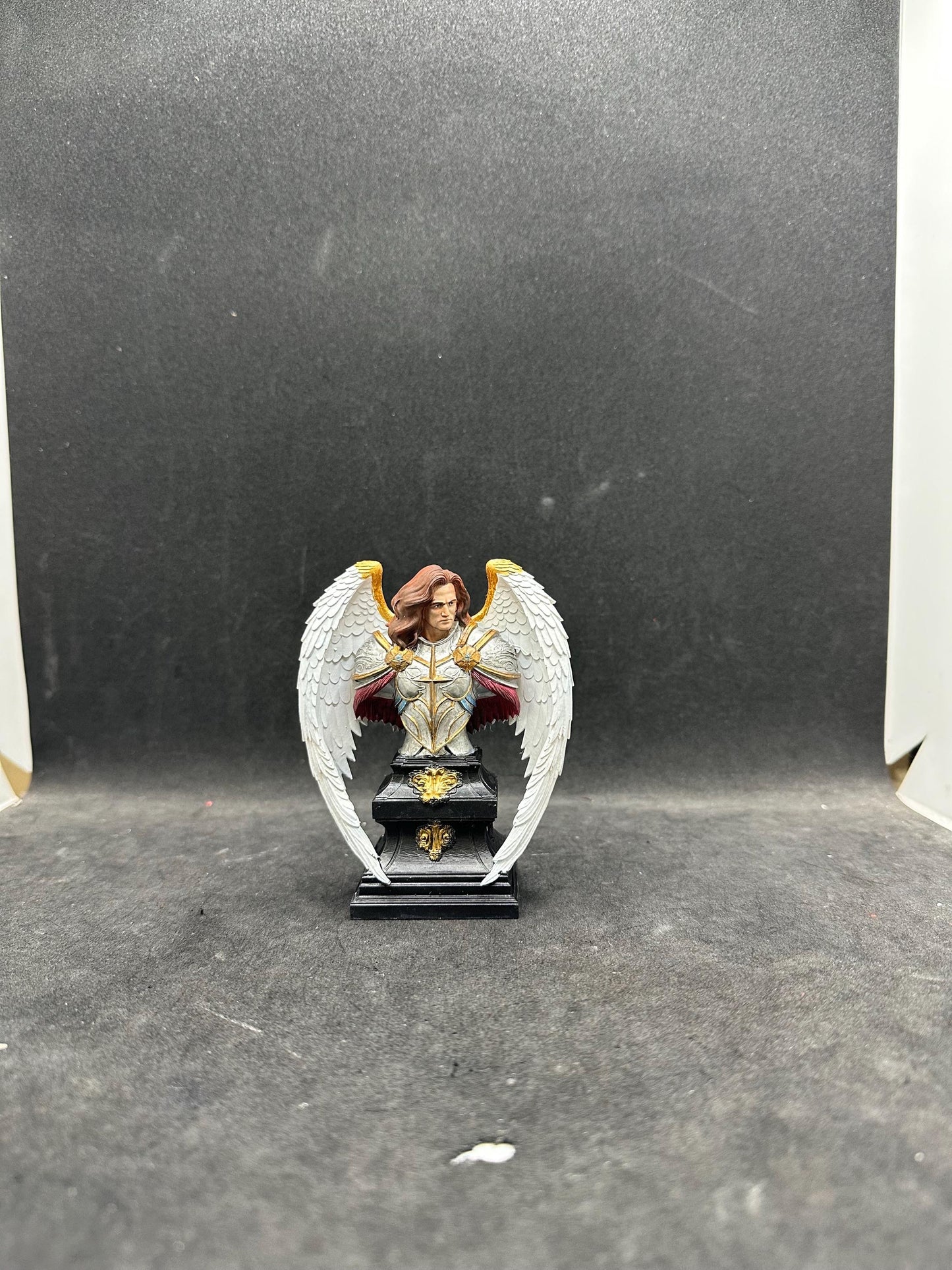 Hand-Painted Archangel Michael Bust – Angel Warrior Sculpture, Resin Christian Decor