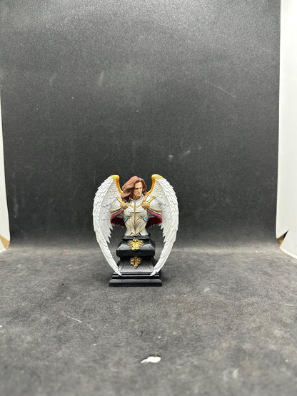 Hand-Painted Archangel Michael Bust – Angel Warrior Sculpture, Resin Christian Decor