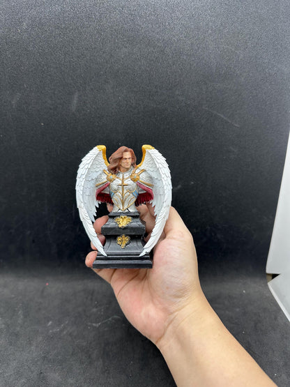 Hand-Painted Archangel Michael Bust – Angel Warrior Sculpture, Resin Christian Decor