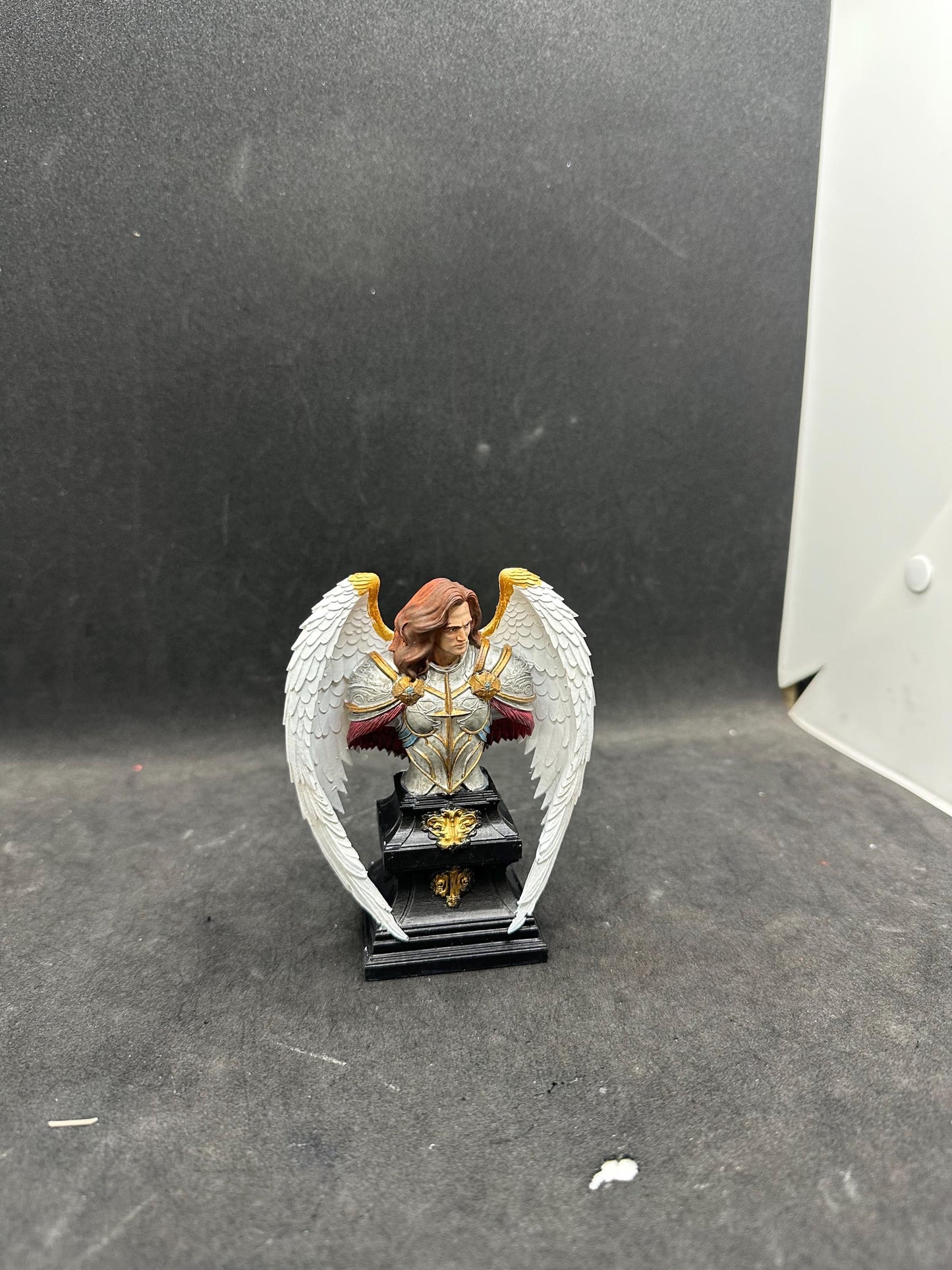 Hand-Painted Archangel Michael Bust – Angel Warrior Sculpture, Resin Christian Decor