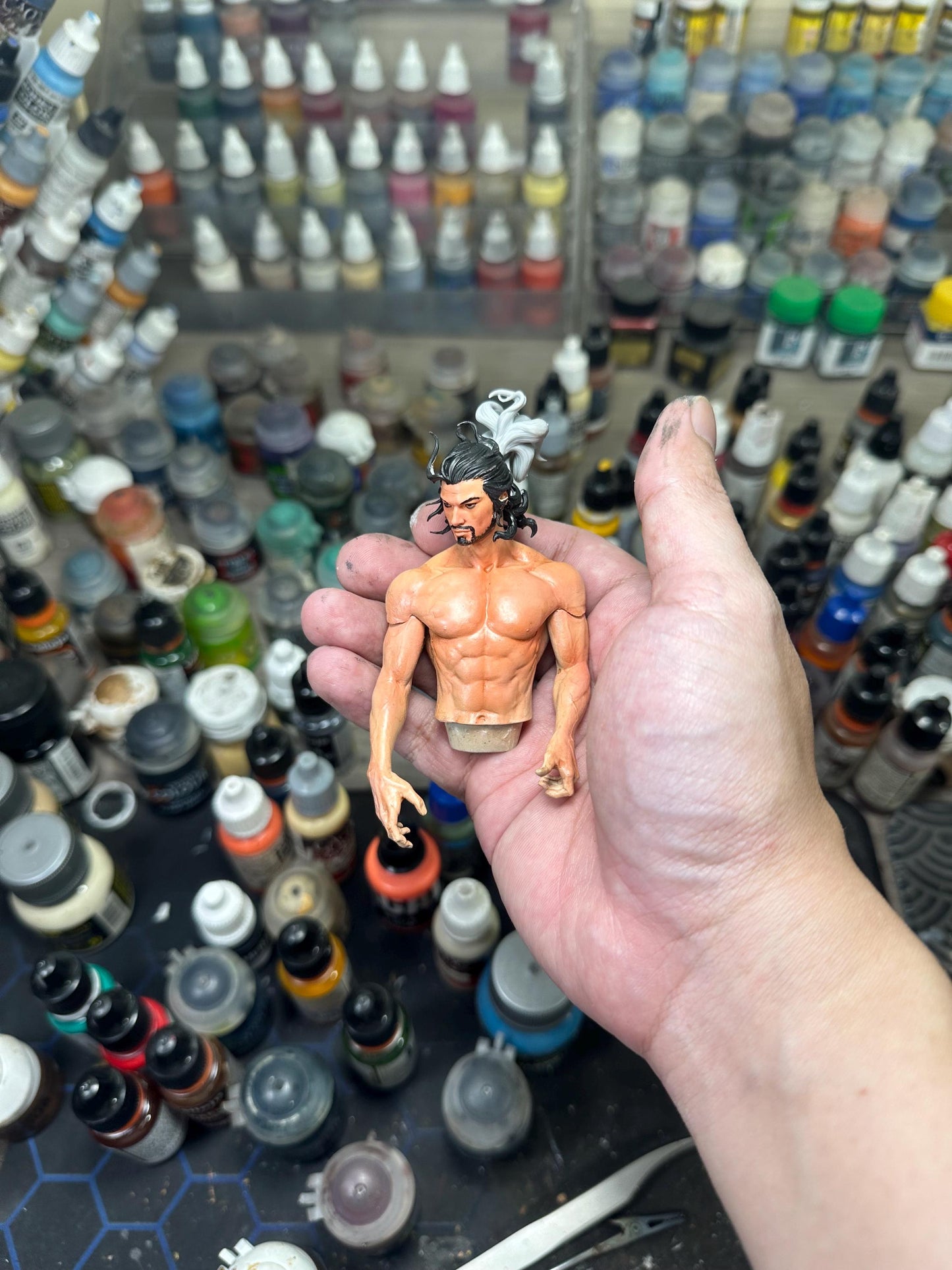 Hand Painted Samurai Statue – Miyamoto Musashi Inspired Swordsman, Ronin Warrior Figurine, Japanese Bushido Decor