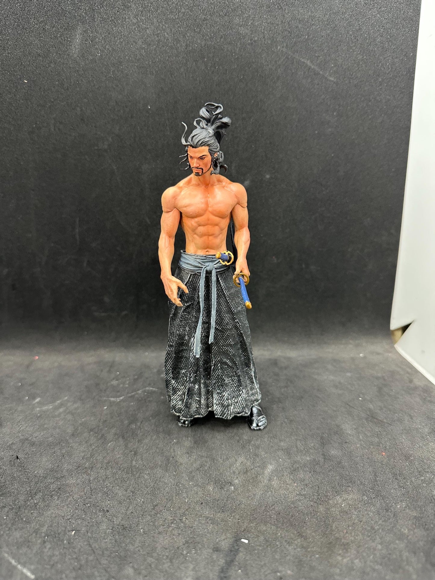 Hand Painted Samurai Statue – Miyamoto Musashi Inspired Swordsman, Ronin Warrior Figurine, Japanese Bushido Decor