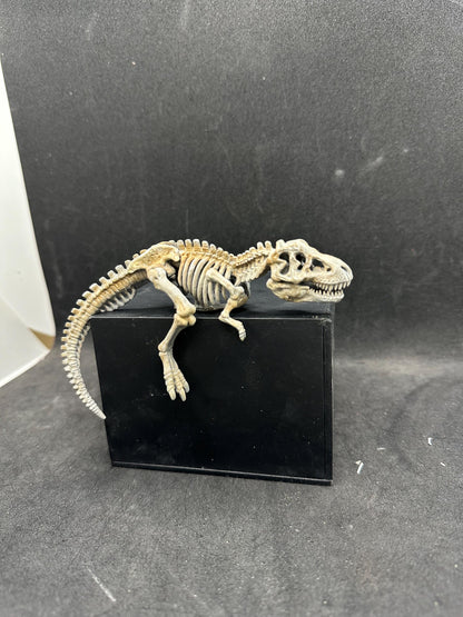 Dinosaur Skeleton Corner Decor – T-Rex Fossil Statue – Desk Setup Accessory – Monitor Corner Display – Resin Miniature – Gamer Room Decor